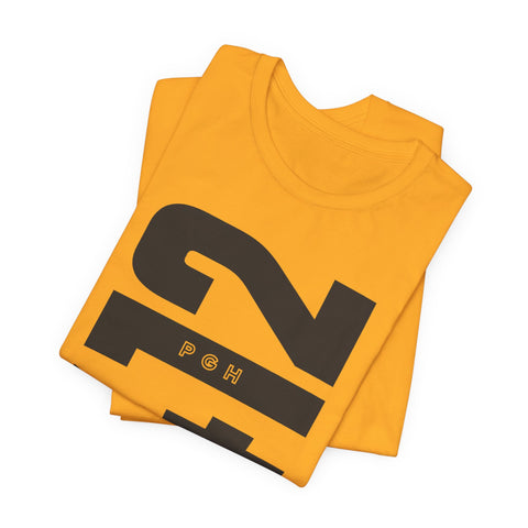 412 Bold Vertical Number Tee — Minimalist Monochrome Graphic T-Shirt