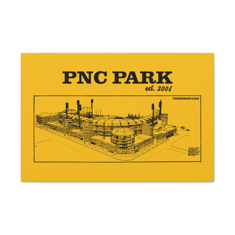 PNC Park - 2001 - Retro Schematic - Canvas Gallery Wrap Wall Art Canvas Printify   
