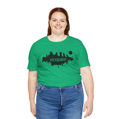 Pittsburgh Splash Skyline T-Shirt  - Unisex bella+canvas 3001 T-Shirt Printify   