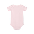 Back of light pink baby onesie, made from soft cotton for gentle wear on infant skin.
