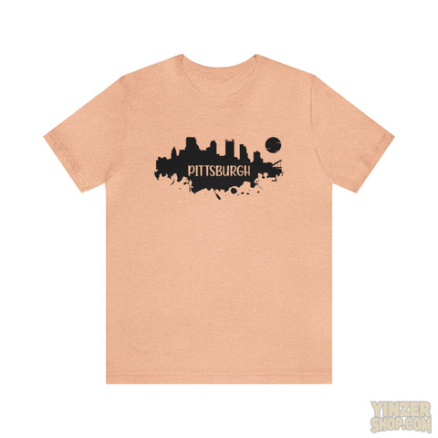 Pittsburgh Splash Skyline T-Shirt  - Unisex bella+canvas 3001 T-Shirt Printify Heather Peach XL 
