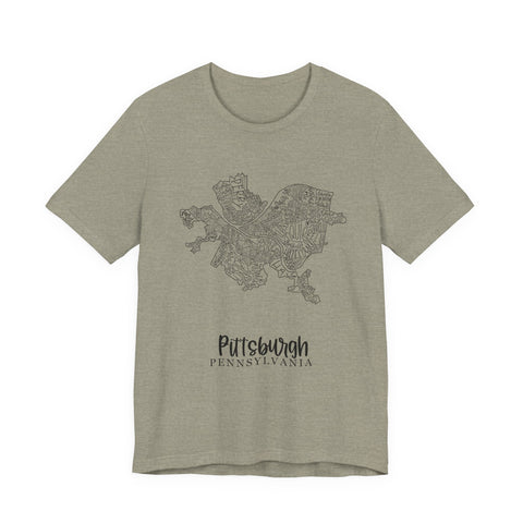 Pittsburgh Neighborhoods Map Short Sleeve T-Shirt