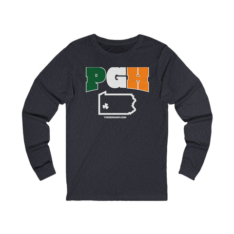 PGH Series Irish Flag - St. Patty's Day - Long Sleeve Tee Long-sleeve Printify S Heather Navy