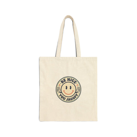 Be Nice You Jerk smiley tote | Canvas Tote, Retro Smiley