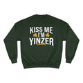 Kiss Me, I'm Yinzer - Champion Crewneck Sweatshirt Sweatshirt Printify Dark Green S 