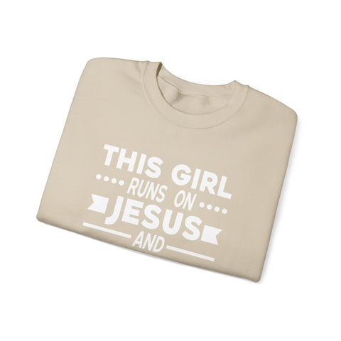 This Girl Runs on Jesus and Golf - Heavy Blend™ Crewneck Sweatshirt