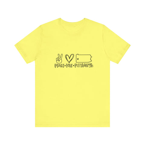 Peace Love Pittsburgh T-Shirt  - Unisex bella+canvas 3001 Jersey Short Sleeve Tee