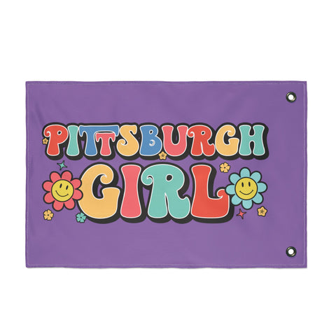 Retro Pittsburgh Girl - Double Sided Flag