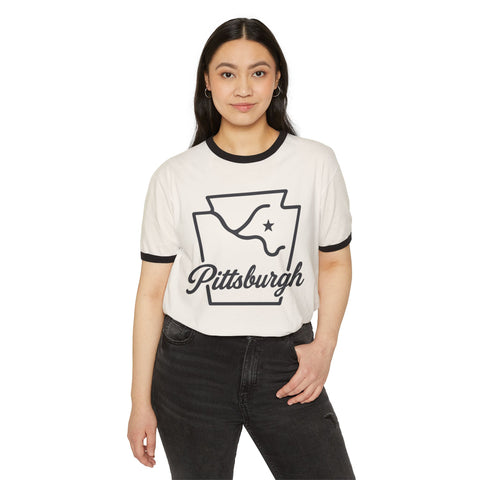 Pittsburgh Keystone Rivers - Unisex Cotton Ringer T-Shirt