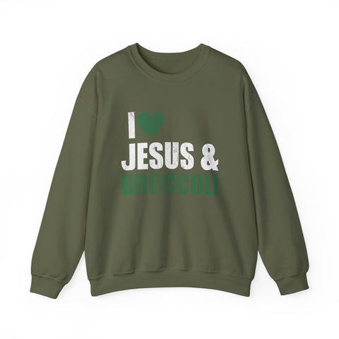 I Love Jesus and Broccoli - Heavy Blend™ Crewneck Sweatshirt
