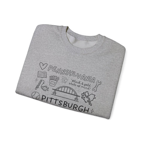 Pittsburgh Doodle Collage - Heavy Blend™ Crewneck Sweatshirt