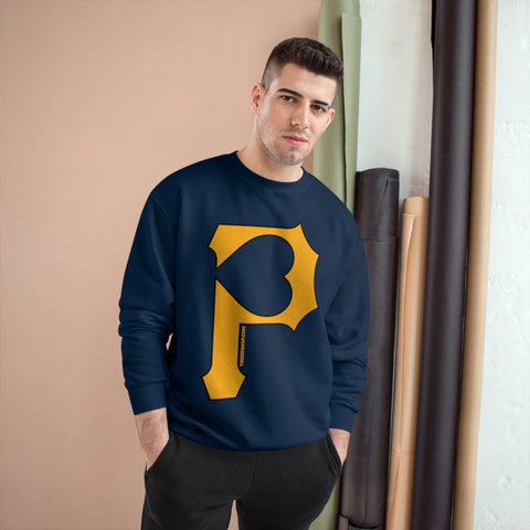 Heart of Pittsburgh - P for Pittsburgh Series - Champion Crewneck Sweatshirt Sweatshirt Printify   