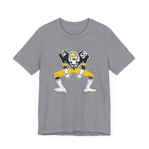 Pittsburgh Football Linebacker Cartoon -  Short Sleeve Tee T-Shirt Printify Heather Storm XS 