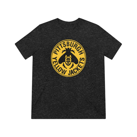 Pittsburgh Yellow Jackets T-Shirt (Tri-Blend Super Light) T-Shirt Vintage Ice Hockey Black Heather XS 