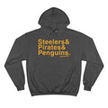 Pittsburgh Sports Teams Ampersand - Champion Hoodie Hoodie Printify Charcoal Heather S 