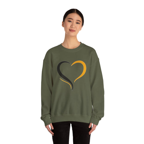 Black and Yellow Heart - Heavy Blend™ Crewneck Sweatshirt
