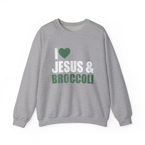 I Love Jesus and Broccoli - Heavy Blend™ Crewneck Sweatshirt