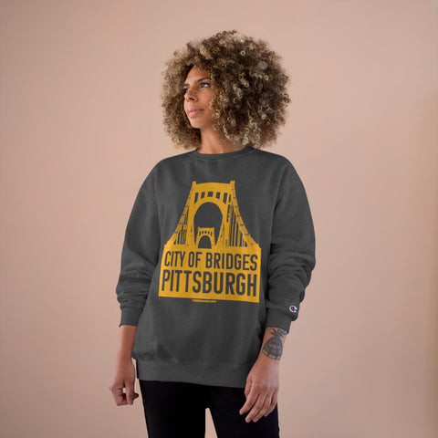 Pittsburgh, City of Bridges - Champion Crewneck Sweatshirt Sweatshirt Printify   