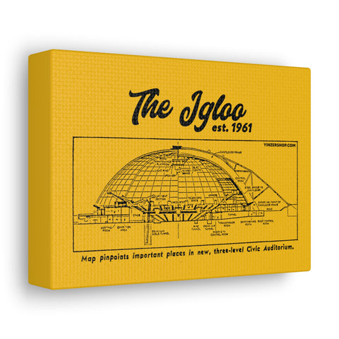The Igloo - 1961 - Civic Arena - Retro Schematic - Canvas Gallery Wrap Wall Art Canvas Printify 7" x 5" 1.25" 