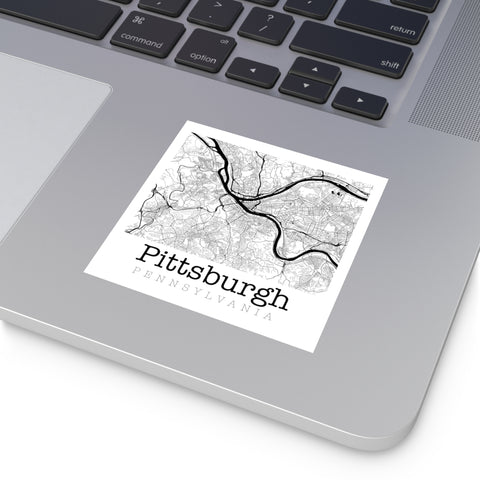 Pittsburgh Pennsylvania Graphic Street Map Vinyl Square Stickers Paper products Printify