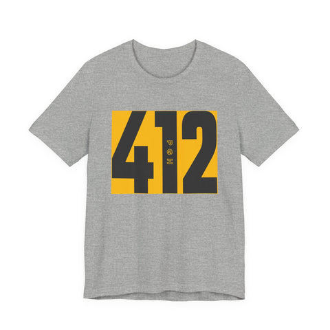 412 Bold Number T‑Shirt — Retro Yellow & Black City Area Code Tee