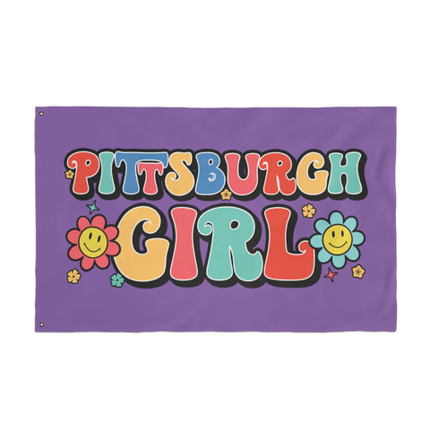 Retro Pittsburgh Girl - Double Sided Flag