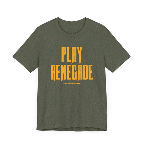 Play Renegade Distressed Font - Short Sleeve Shirt T-Shirt Printify Heather Military Green XS 