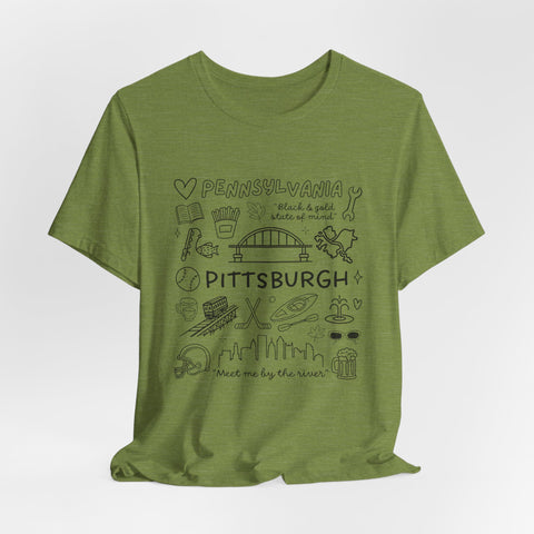 Pittsburgh Doodle Collage - Unisex Jersey Short Sleeve Tee