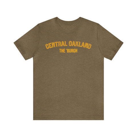 Central Oakland  - The Burgh Neighborhood Series - Unisex Jersey Short Sleeve Tee T-Shirt Printify Heather Olive S 