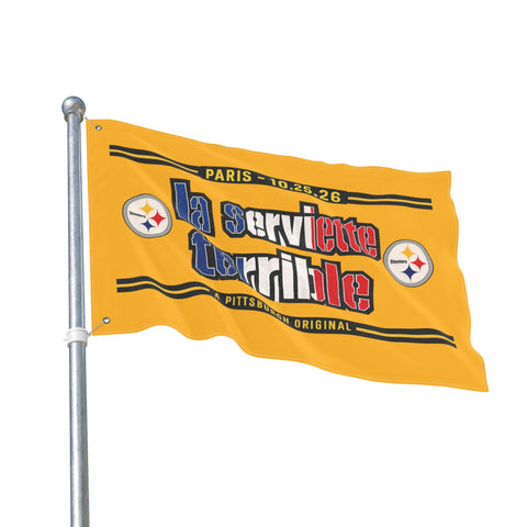 Pittsburgh Steelers French Flag Towel – "La Serviette Terrible" - Double Sided Flag