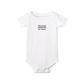 White infant jersey one piece with bold 'Cleveland smells like my diaper' print, ideal for baby shower gifts.