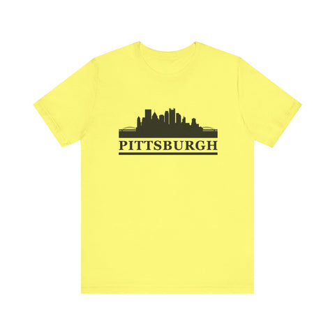 Pittsburgh Downtown Skyline Design T-Shirt  - Unisex bella+canvas 3001 T-Shirt Printify Yellow S 