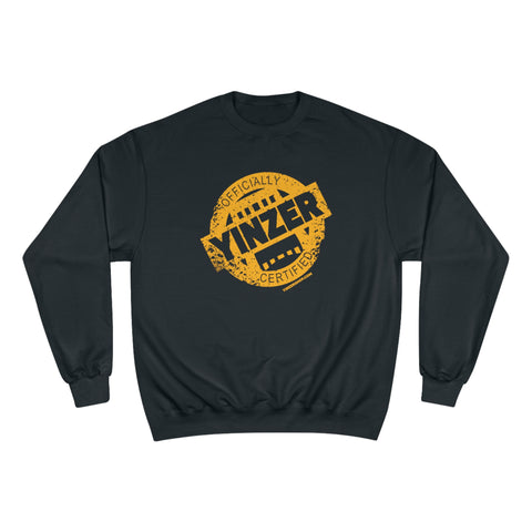 Certified Yinzer - Champion Crewneck Sweatshirt Sweatshirt Printify Black M