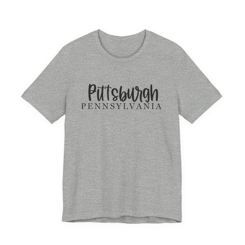 Pittsburgh Map (Print on Back) - Unisex Jersey Short Sleeve Tee