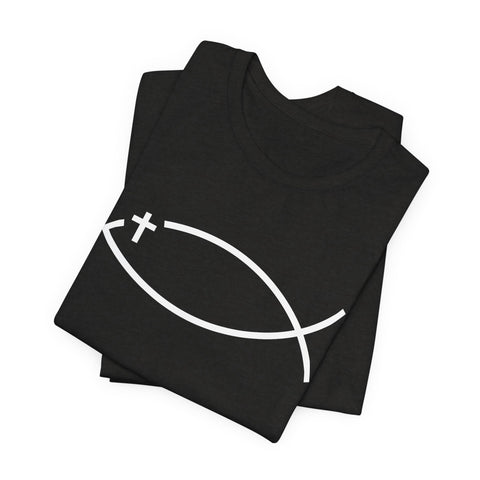 Christianity Cross Fish Symbol - Unisex Jersey Short Sleeve Tee