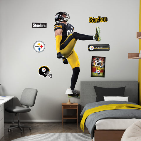 T.J. Watt - RealBig Collection - Official NFL - Pittsburgh Steelers - Reusable Vinyl Wall Decals
