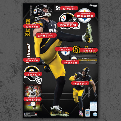 T.J. Watt - RealBig Collection - Official NFL - Pittsburgh Steelers - Reusable Vinyl Wall Decals