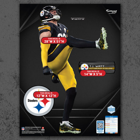 T.J. Watt - RealBig Collection - Official NFL - Pittsburgh Steelers - Reusable Vinyl Wall Decals