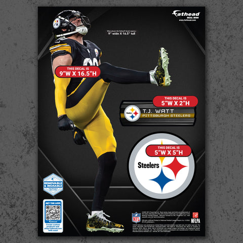 T.J. Watt - RealBig Collection - Official NFL - Pittsburgh Steelers - Reusable Vinyl Wall Decals