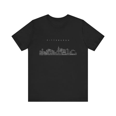 Pittsburgh One Line Drawing of Skyline T-Shirt  - Unisex bella+canvas 3001 T-Shirt Printify Black S 