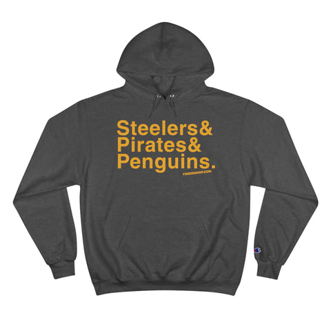 Pittsburgh Sports Teams Ampersand - Champion Hoodie Hoodie Printify Charcoal Heather S 