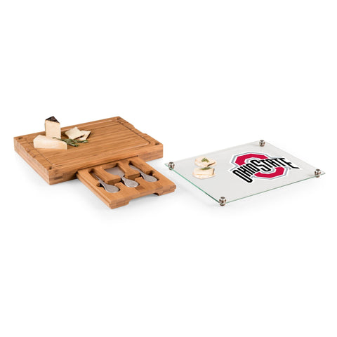 Ohio State Buckeyes - Concerto Glass Top Cheese Cutting Board & Tools Set Charcuterie Board Picnic Time Family of Brands   