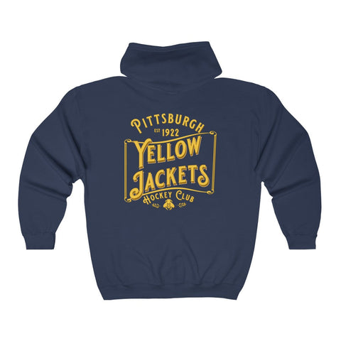 Pittsburgh Yellow Jackets Text Hoodie (Zip)  Vintage Ice Hockey   