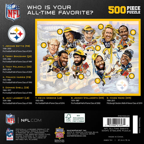 Pittsburgh Steelers - All Time Greats 500 Piece Puzzle Jigsaw Puzzles Masterpieces Puzzles