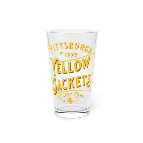 Pittsburgh Yellow Jackets Text Pint Glass  Vintage Ice Hockey   