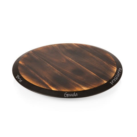 West Virginia Mountaineers Lazy Susan Serving Tray - Rotating Acacia Wood Tray