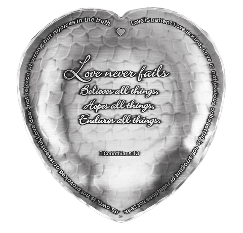1st Corinthians Curved Dish – Heart Shaped Engraved Keepsake Bowl for Anniversary Gift - YinzerShop