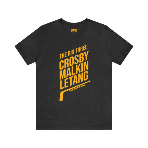 The Big Three - Crosby, Malkin, Letang - Hockey - Short Sleeve Tee T-Shirt Printify Dark Grey Heather S 