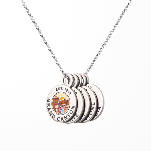 The Wander Club Dainty Necklace - Stainless Steel Token Charm Necklace 24"
