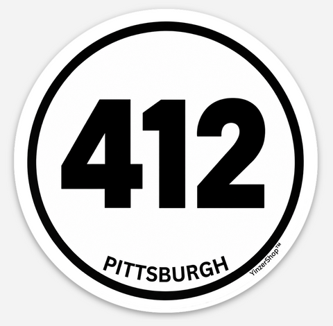 412 Pittsburgh Round Durable Mini Vinyl Sticker  | Size 3" x 3"